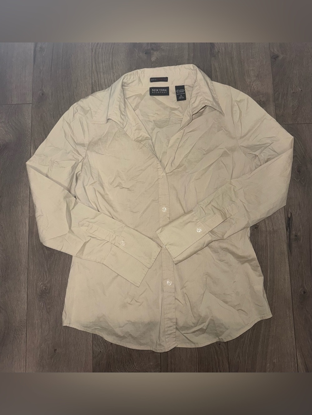 New York & Company Men's Cream Dress Shirt - Button Front